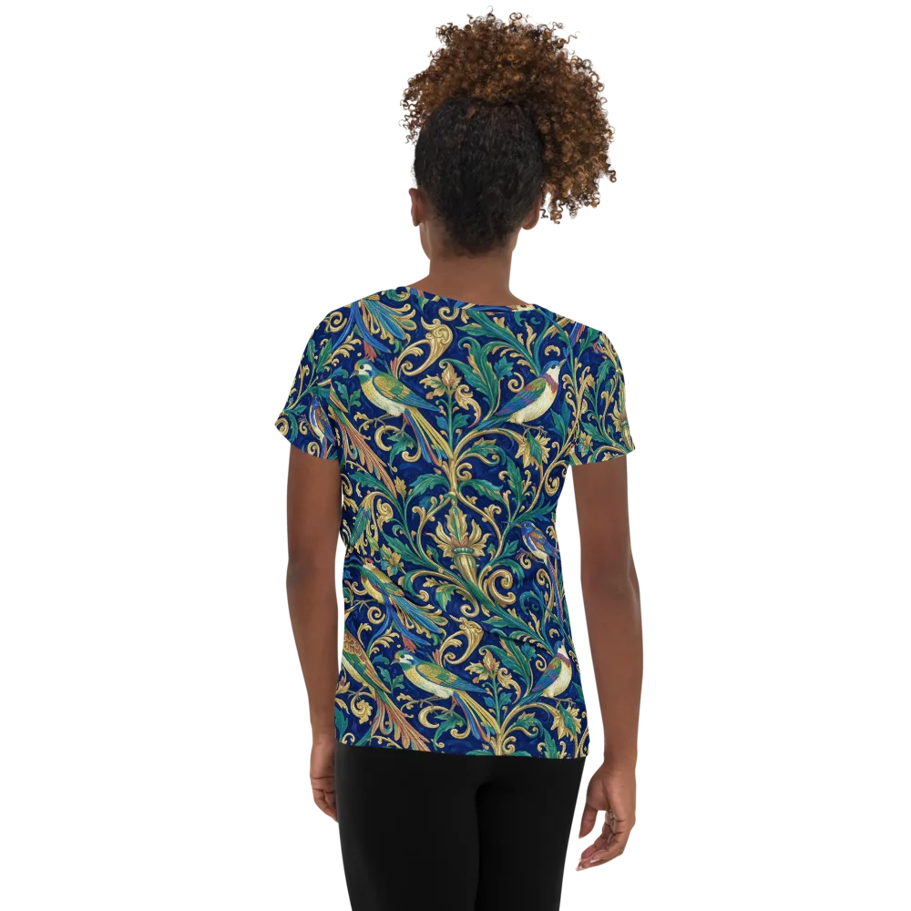 Gilded Songbirds on Women's Athletic T-Shirt — Back