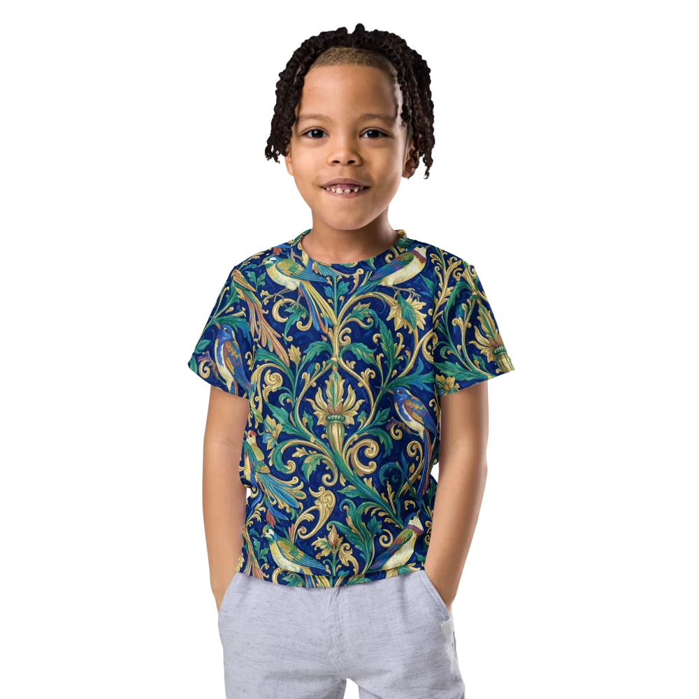 Gilded Songbirds on Kids Crew Neck T-Shirt — Front