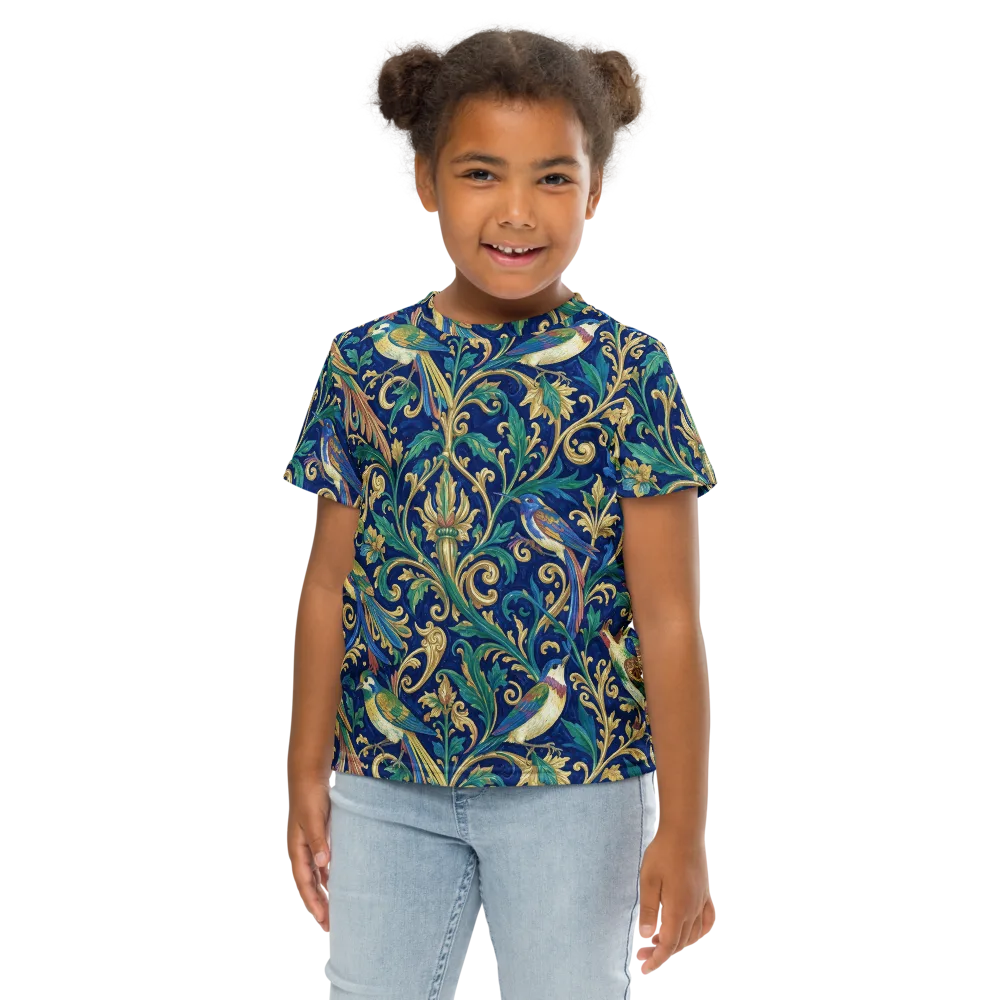 Gilded Songbirds on Kids Crew Neck T-Shirt — Front