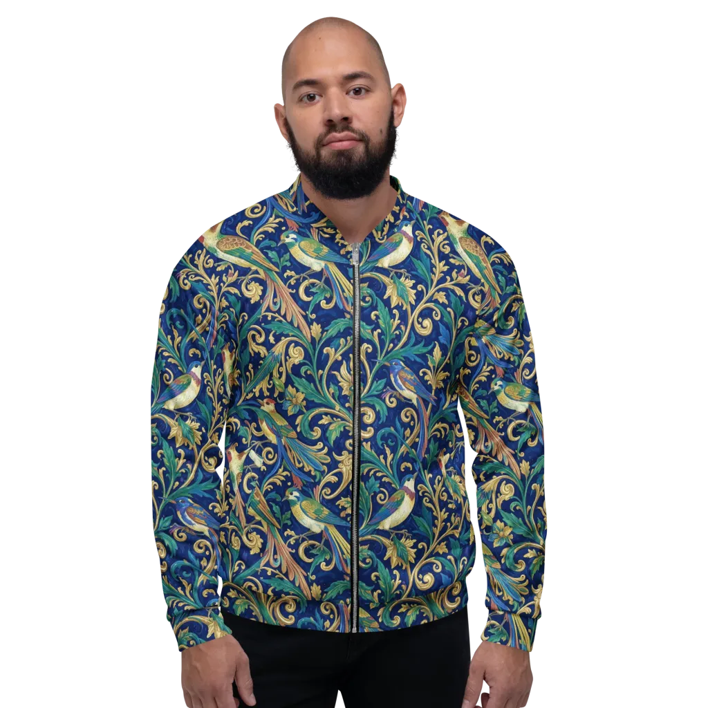 Gilded Songbirds on Bomber Jacket — Front