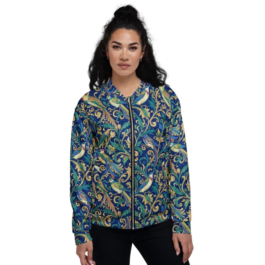Gilded Songbirds on Bomber Jacket — Front