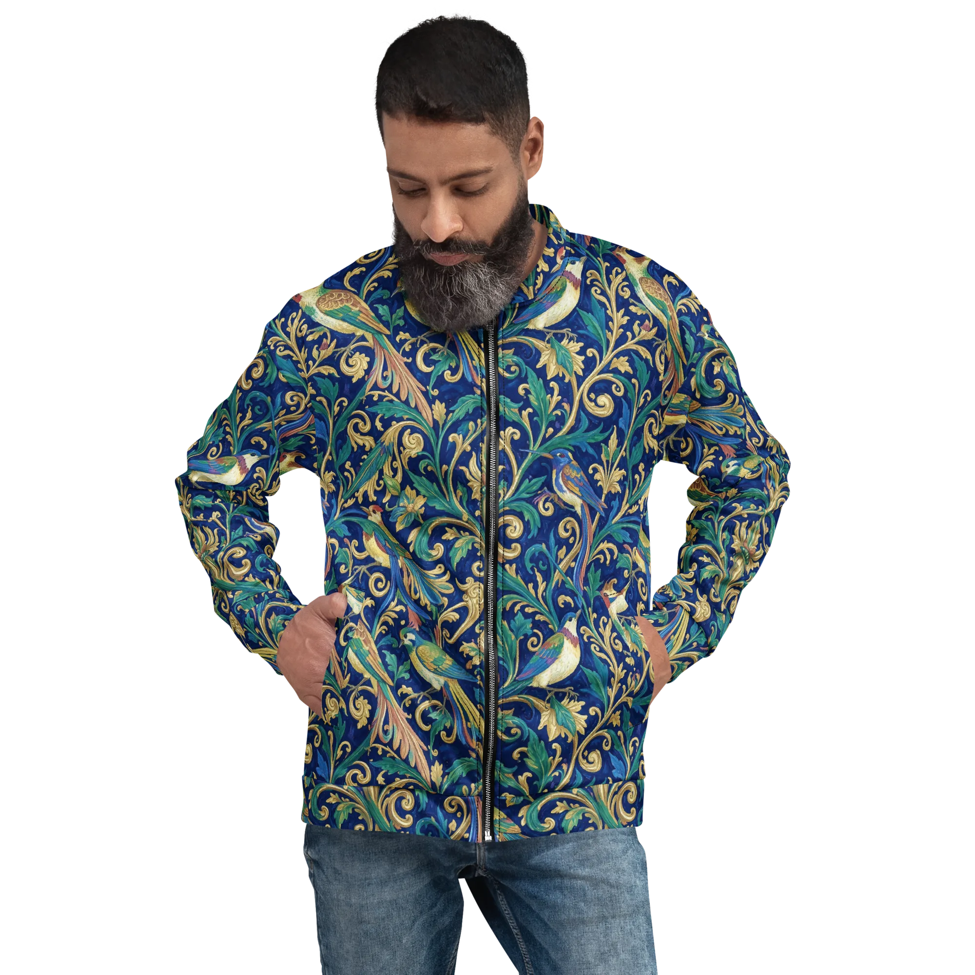 Gilded Songbirds on Bomber Jacket — Front