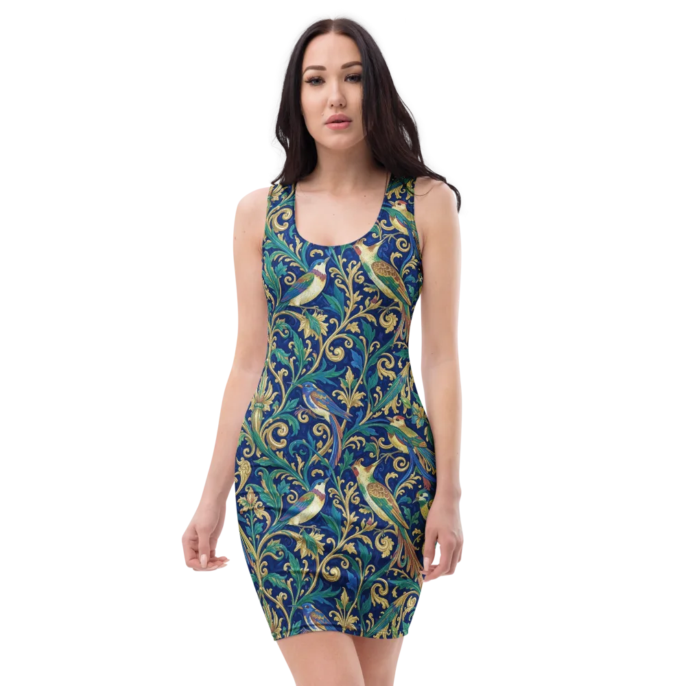 Gilded Songbirds on Bodycon Dress — Front
