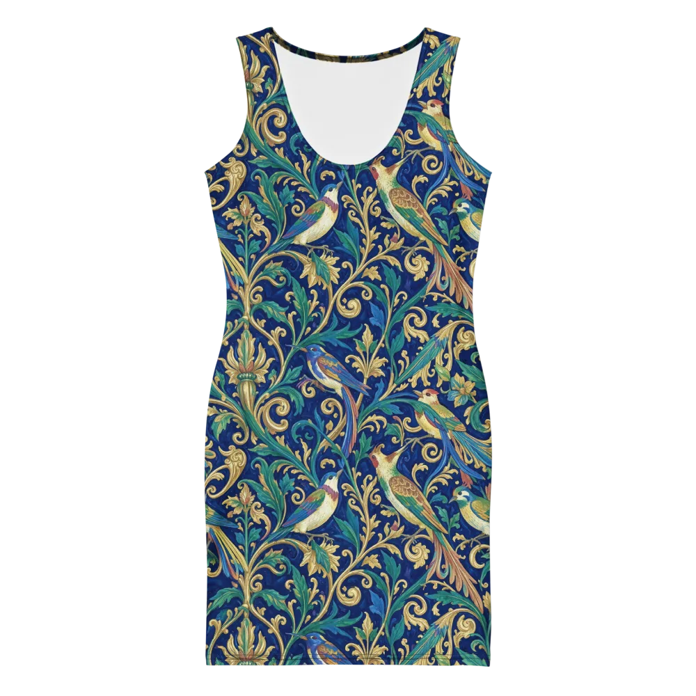 Gilded Songbirds on Bodycon Dress — Front
