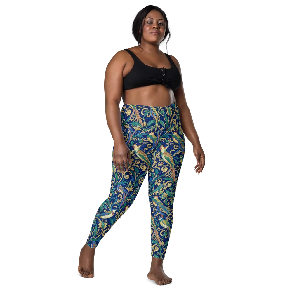 Gilded Songbirds on Leggings with Pockets — Front