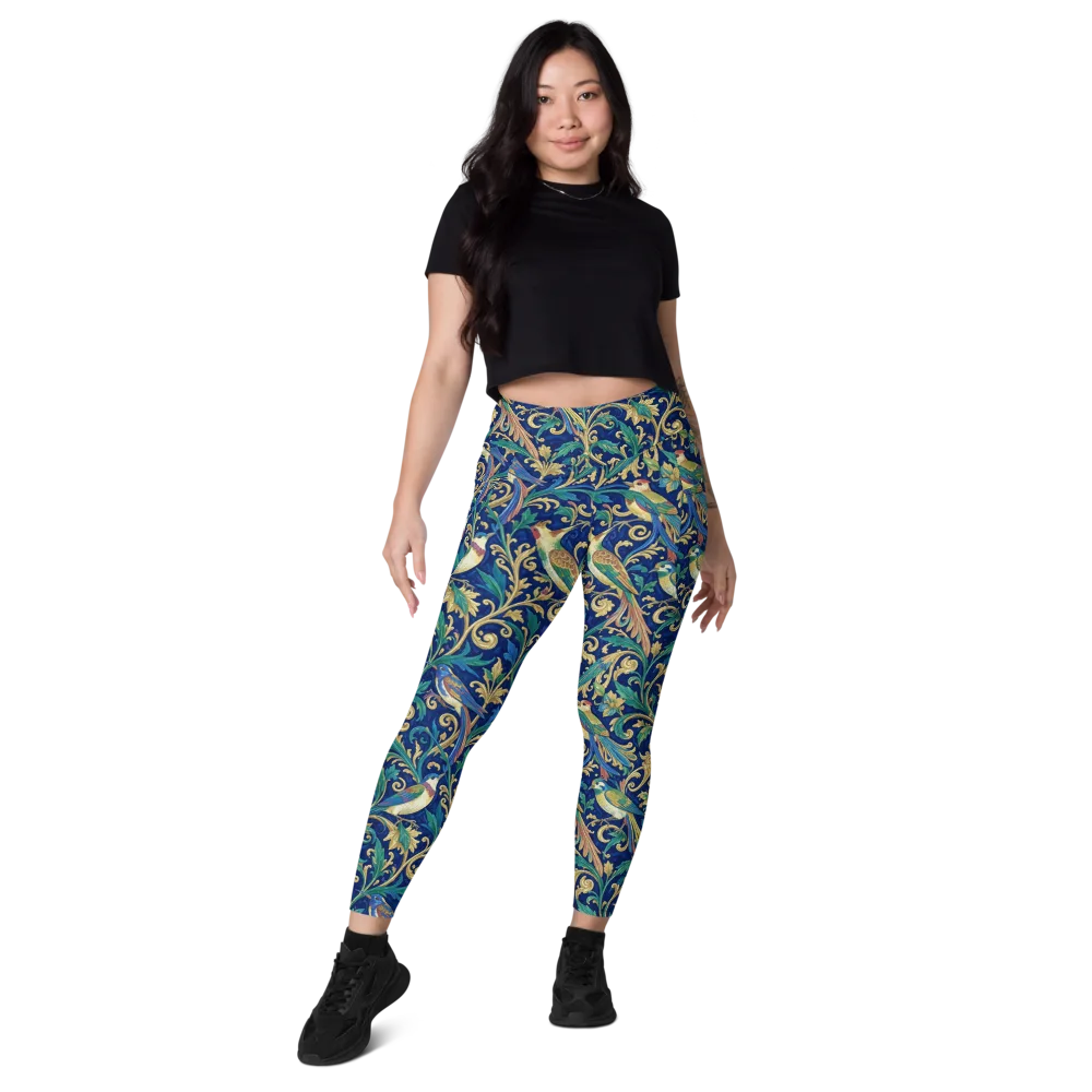 Gilded Songbirds on Leggings with Pockets — Front