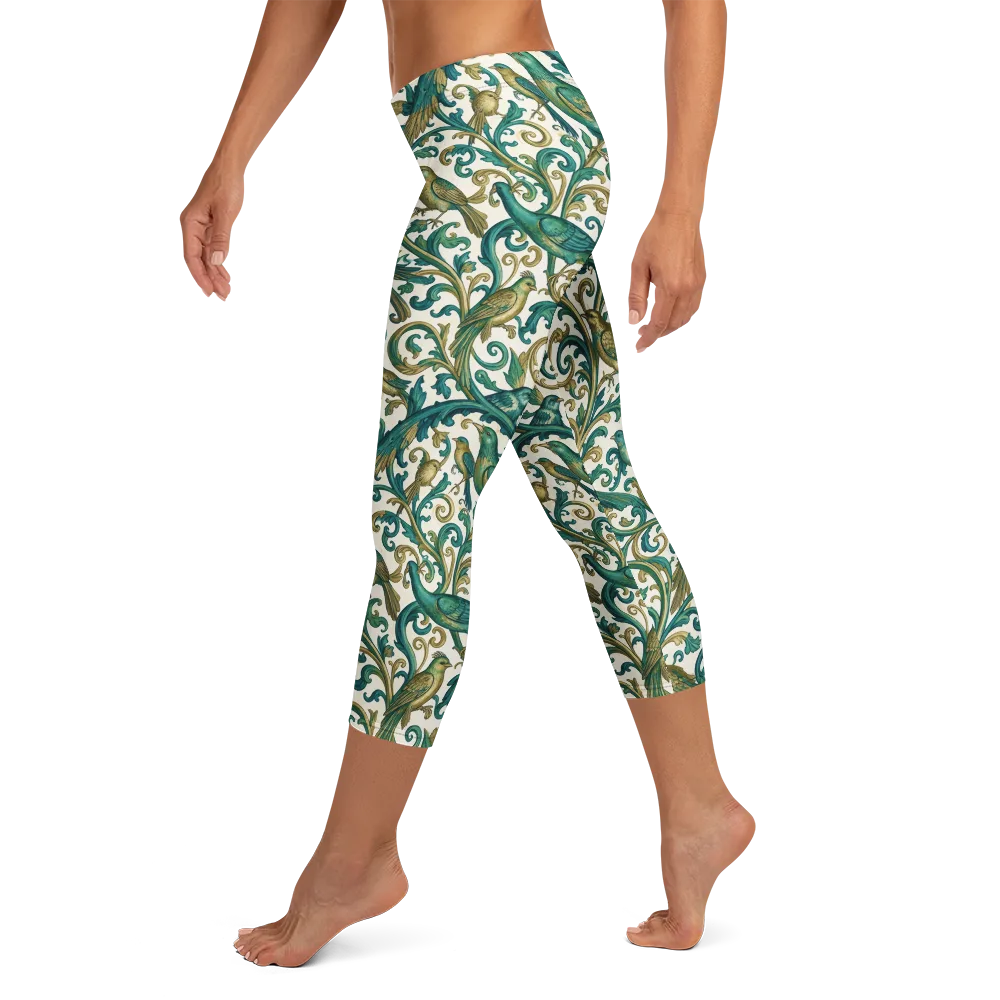 Aviary Arabesque on Capri Leggings — Left