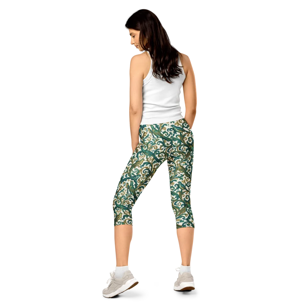 Aviary Arabesque on Capri Leggings — Back