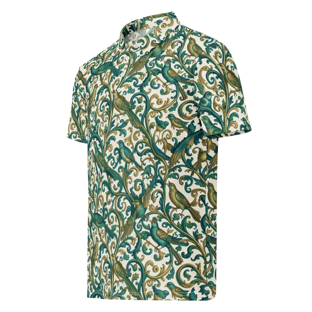 Aviary Arabesque on Men's Slim Fit Polo Shirt — Left Front