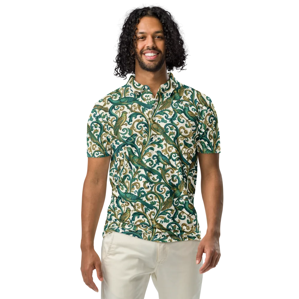 Aviary Arabesque on Men's Slim Fit Polo Shirt — Front