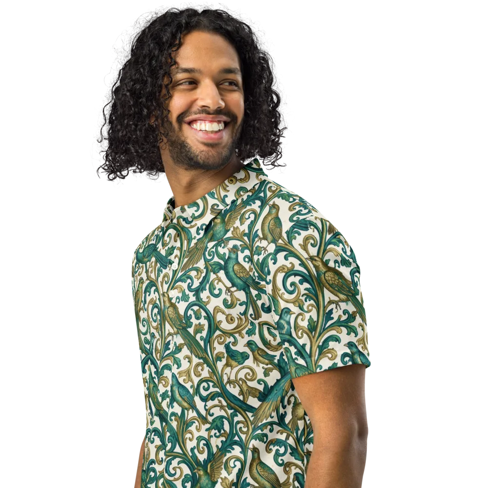 Aviary Arabesque on Men's Slim Fit Polo Shirt — Left Front