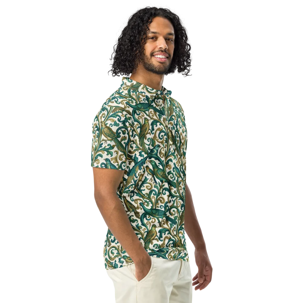 Aviary Arabesque on Men's Slim Fit Polo Shirt — Right Front