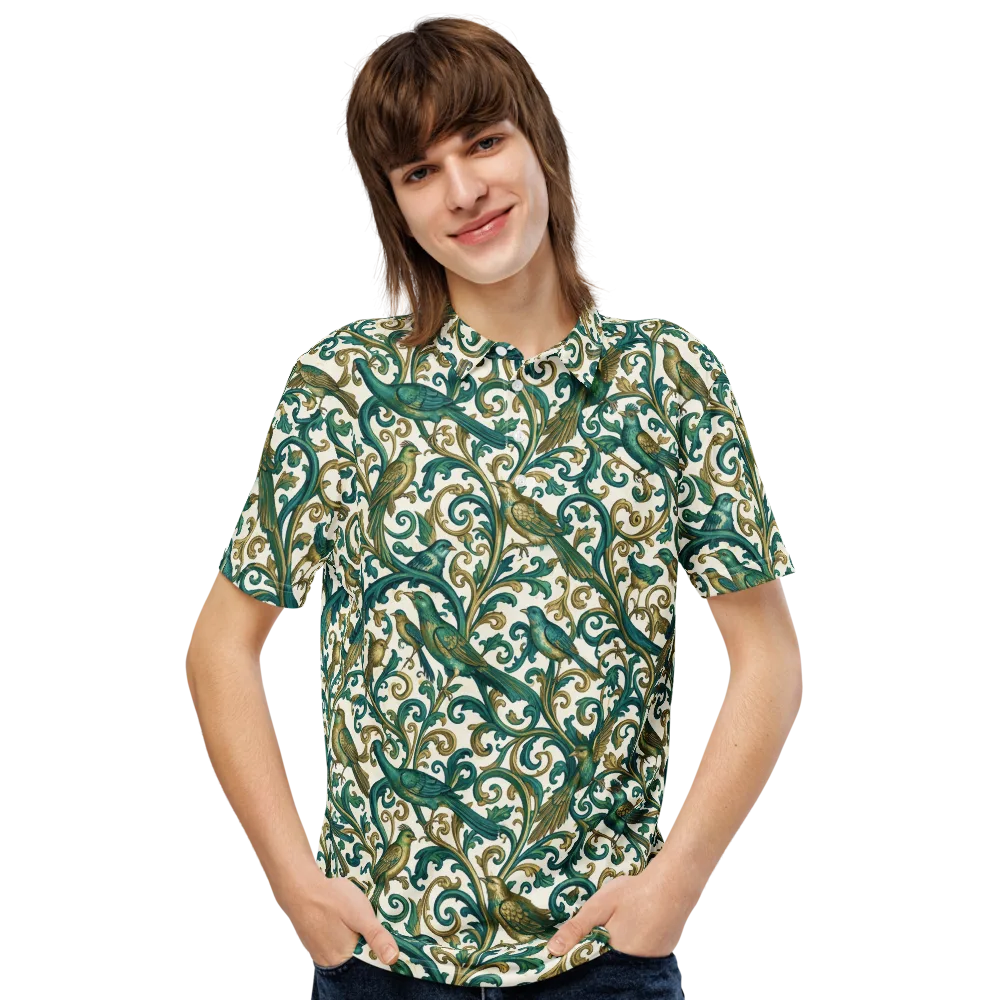 Aviary Arabesque on Men's Slim Fit Polo Shirt — Front