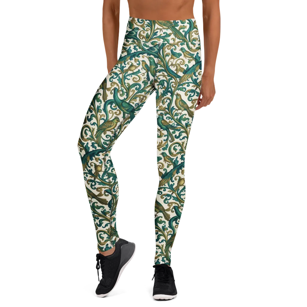 Aviary Arabesque on Yoga Leggings — Front