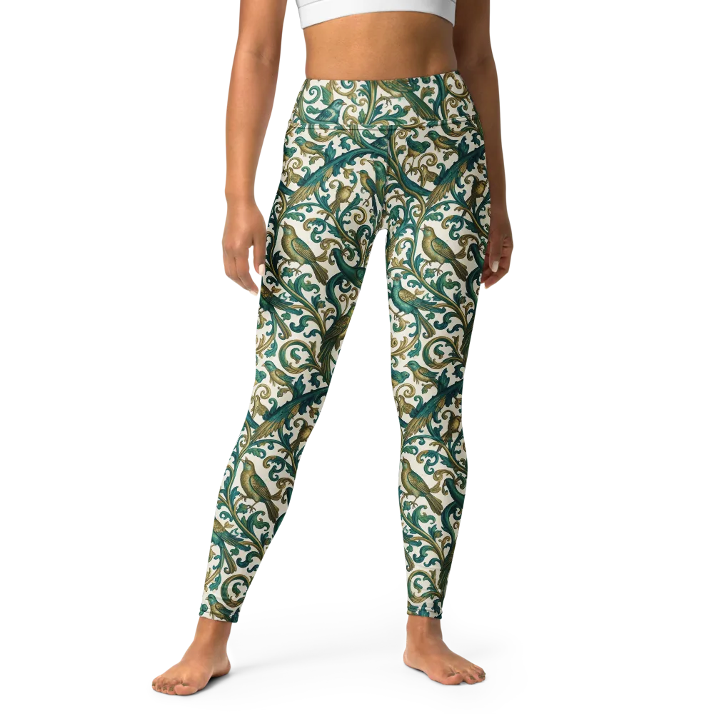 Aviary Arabesque on Yoga Leggings — Front