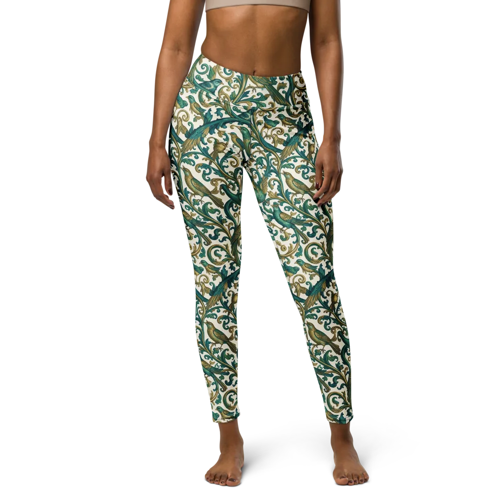 Aviary Arabesque on Yoga Leggings — Front
