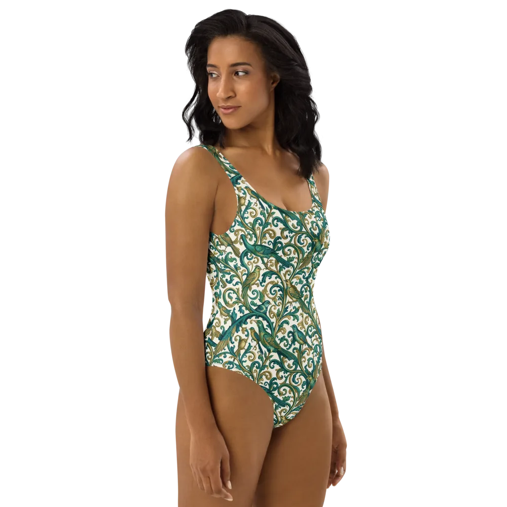 Aviary Arabesque on One-Piece Swimsuit — Right