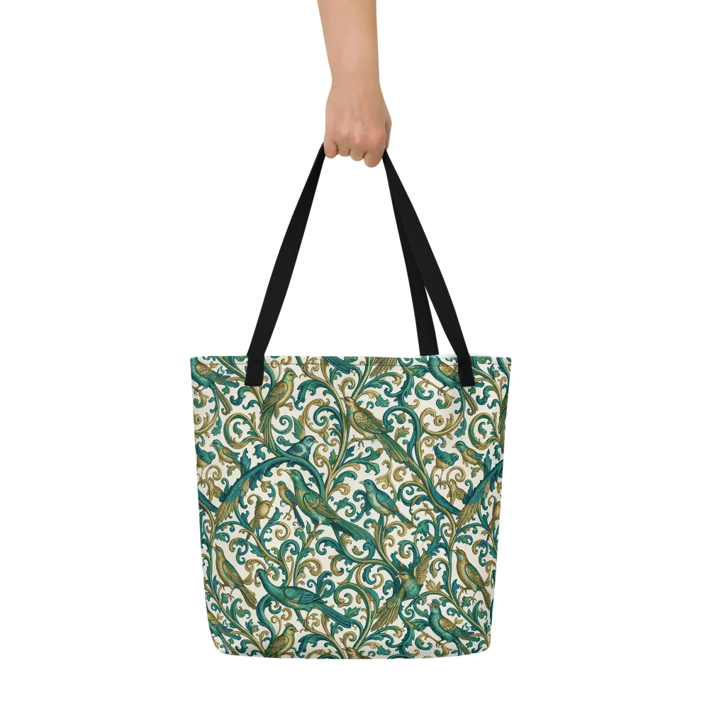 Aviary Arabesque on Large Tote Bag W/ Pocket — Front