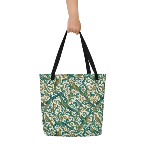 Aviary Arabesque on a Large Tote Bag W/ Pocket