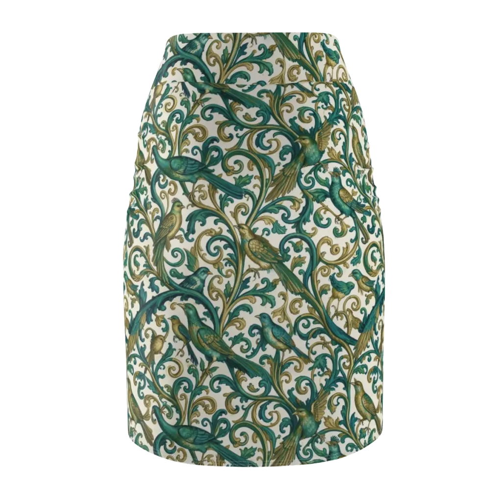 Aviary Arabesque on Pencil Skirt — Back
