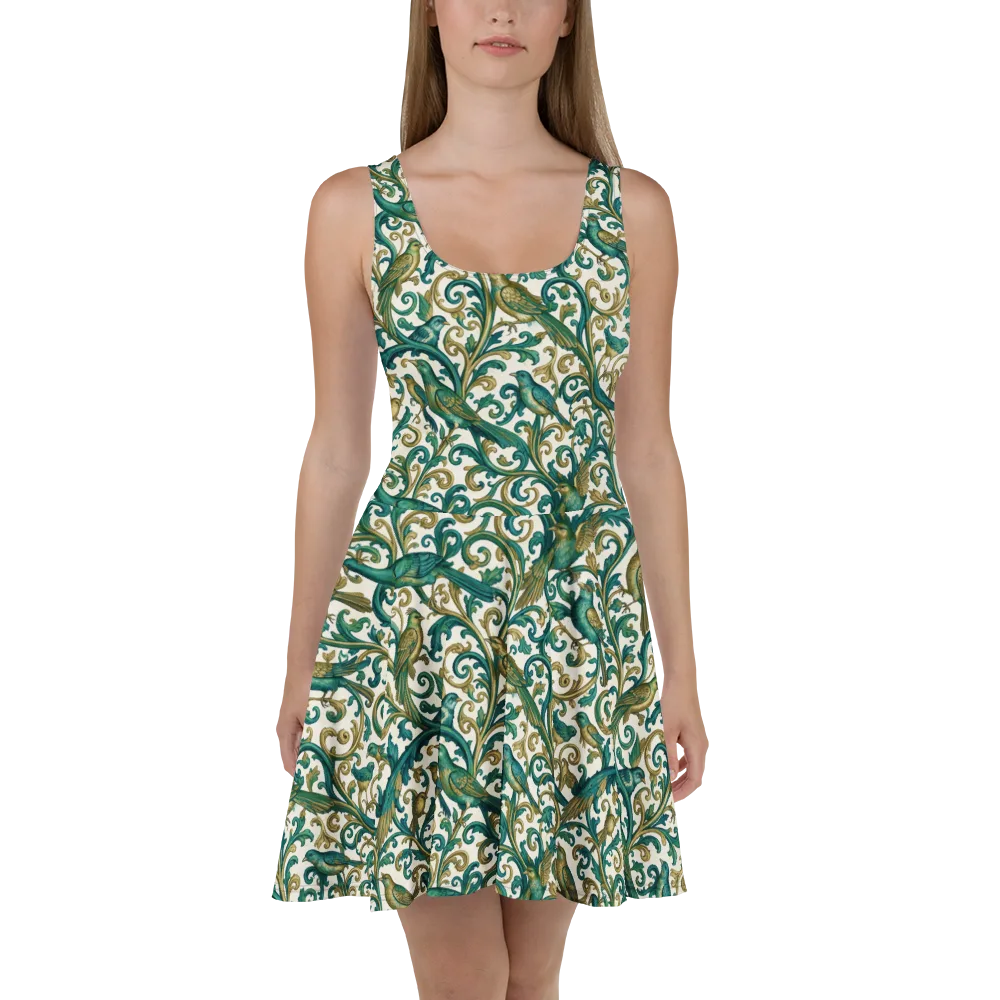 Aviary Arabesque on Skater Dress — Front