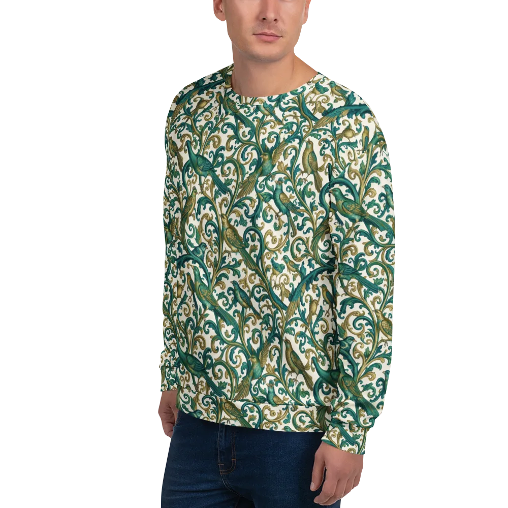 Aviary Arabesque on Sweatshirt — Left Front