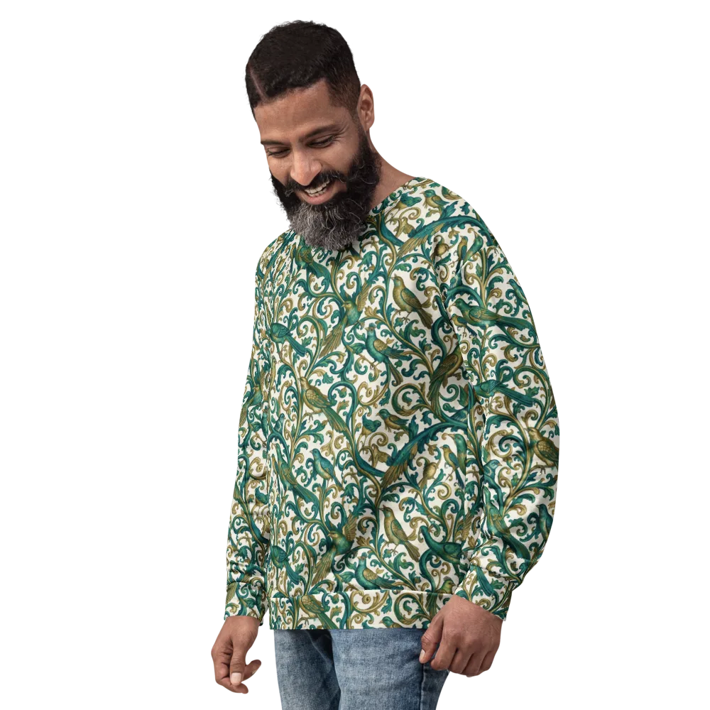 Aviary Arabesque on Sweatshirt — Left Front