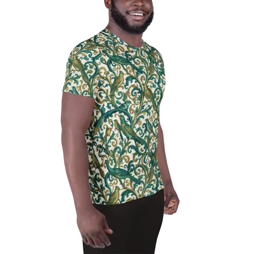 Aviary Arabesque on a Men's Athletic T-Shirt