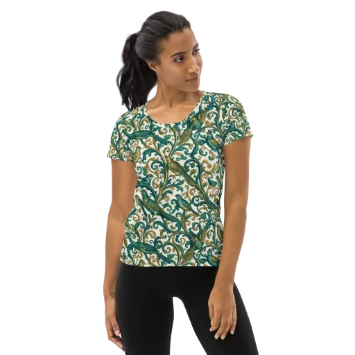 Aviary Arabesque on a Women's Athletic T-Shirt