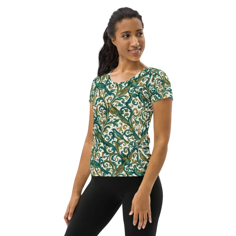 Aviary Arabesque on Women's Athletic T-Shirt — Left