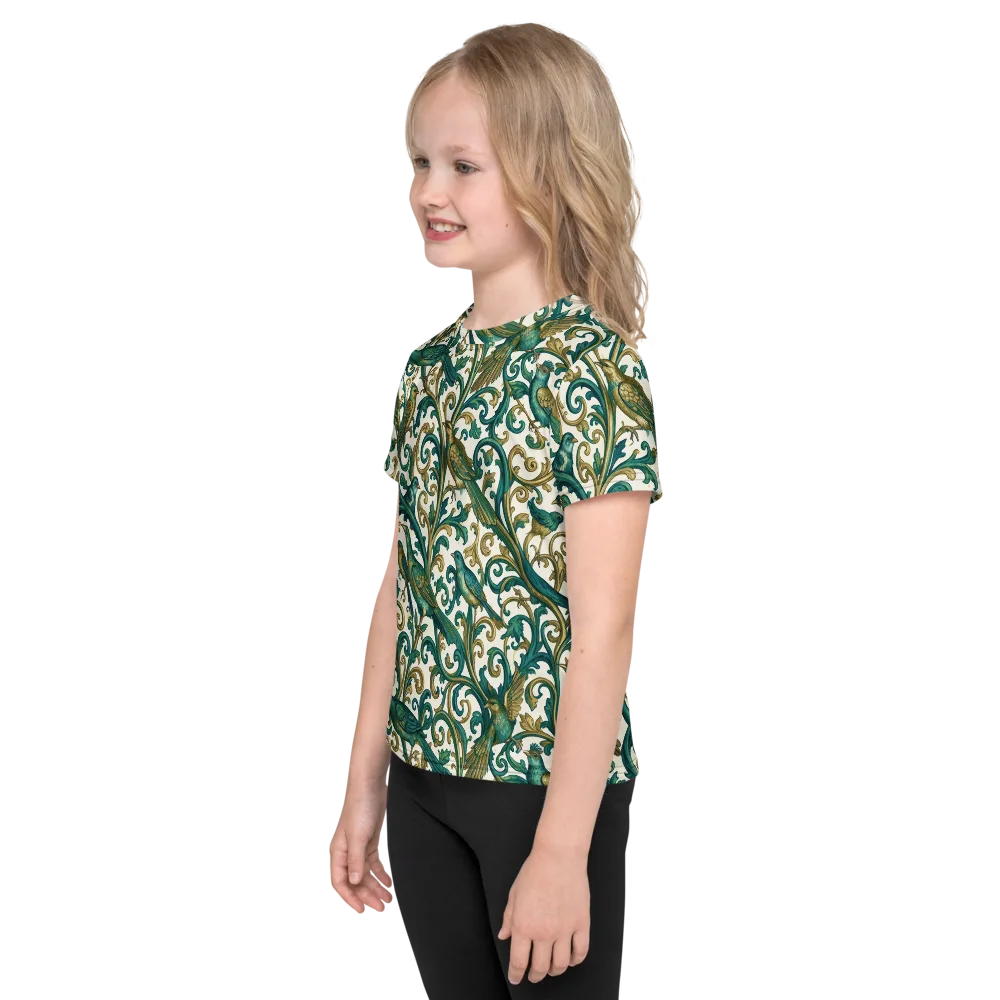 Aviary Arabesque on Kids Crew Neck T-Shirt — Left