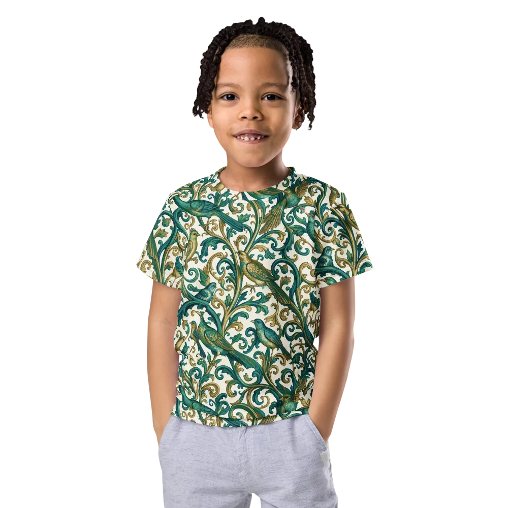 Aviary Arabesque on Kids Crew Neck T-Shirt — Front