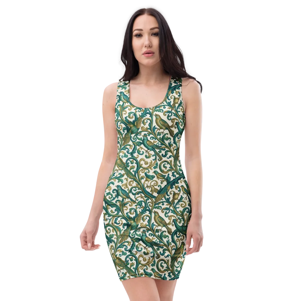 Aviary Arabesque on Bodycon Dress — Front