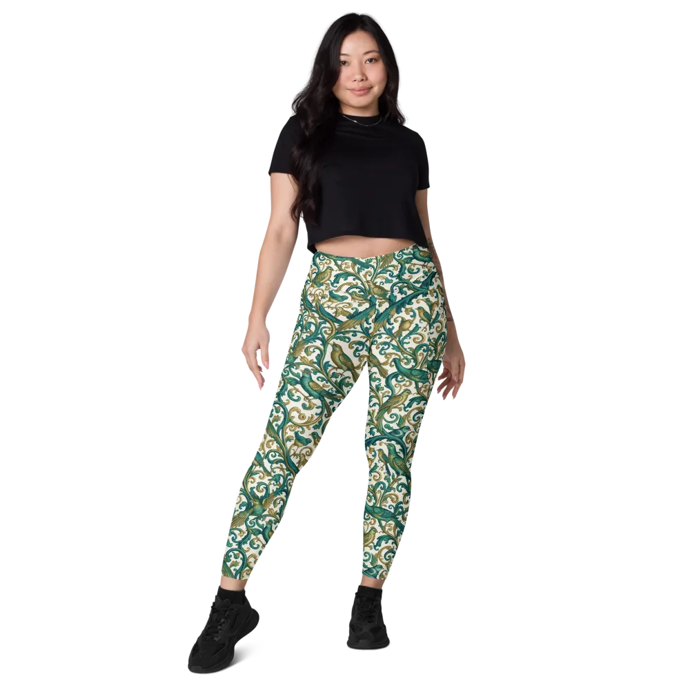 Aviary Arabesque on Leggings with Pockets — Front