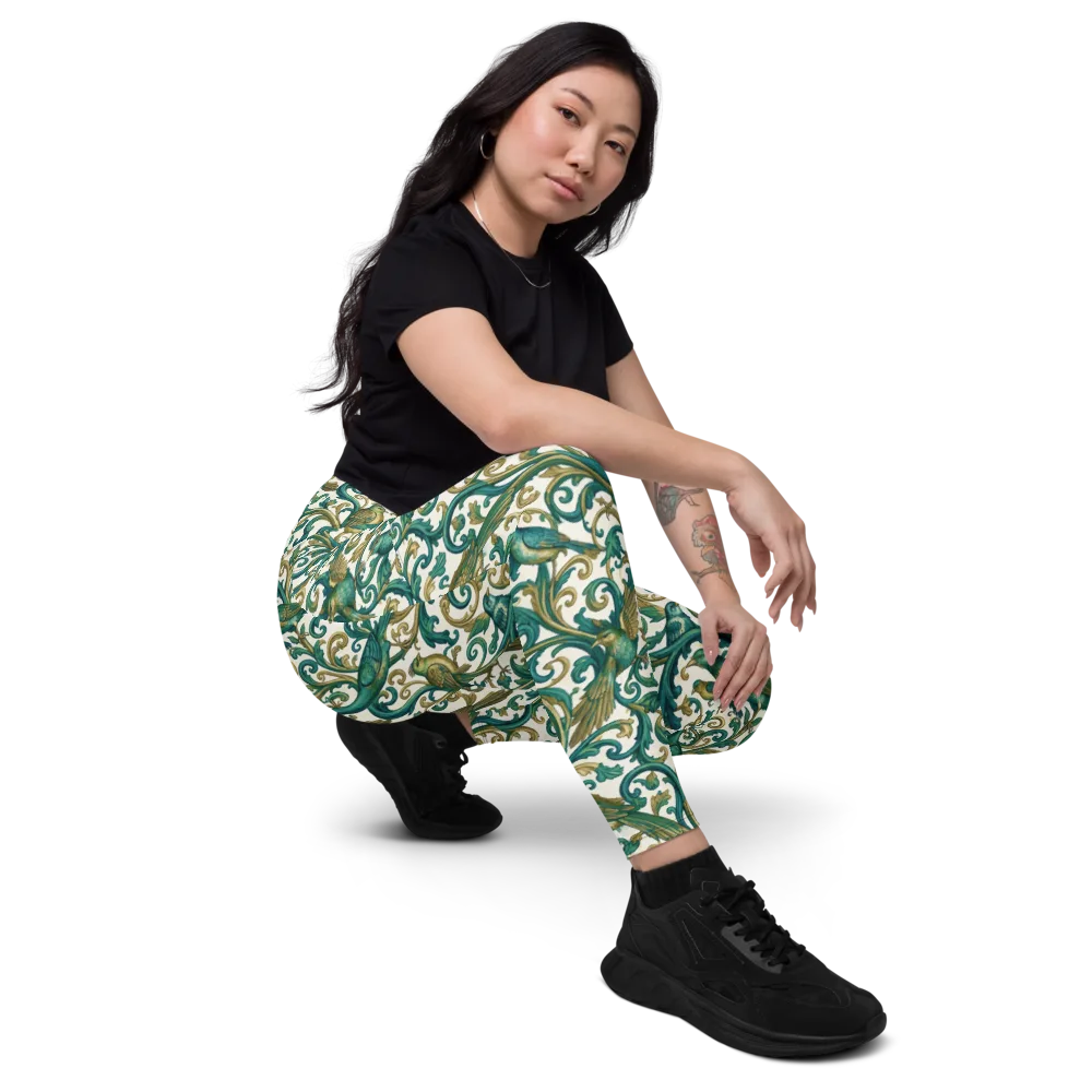 Aviary Arabesque on Leggings with Pockets — Right Front
