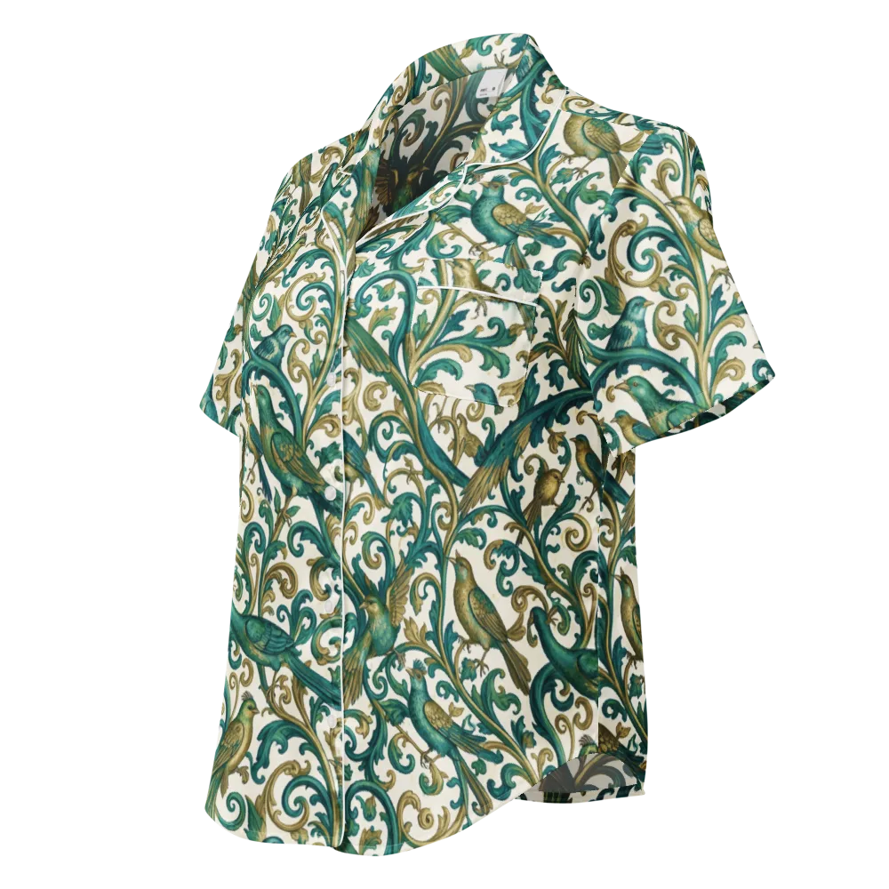 Aviary Arabesque on Women's Short Sleeve Pajama Top — Left Front