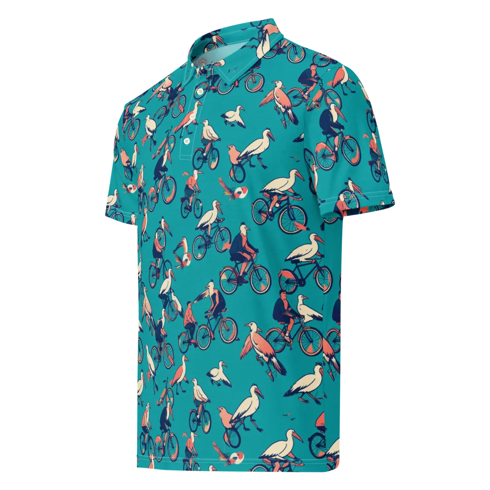 Pedal And Plume on Men's Slim Fit Polo Shirt — Left Front
