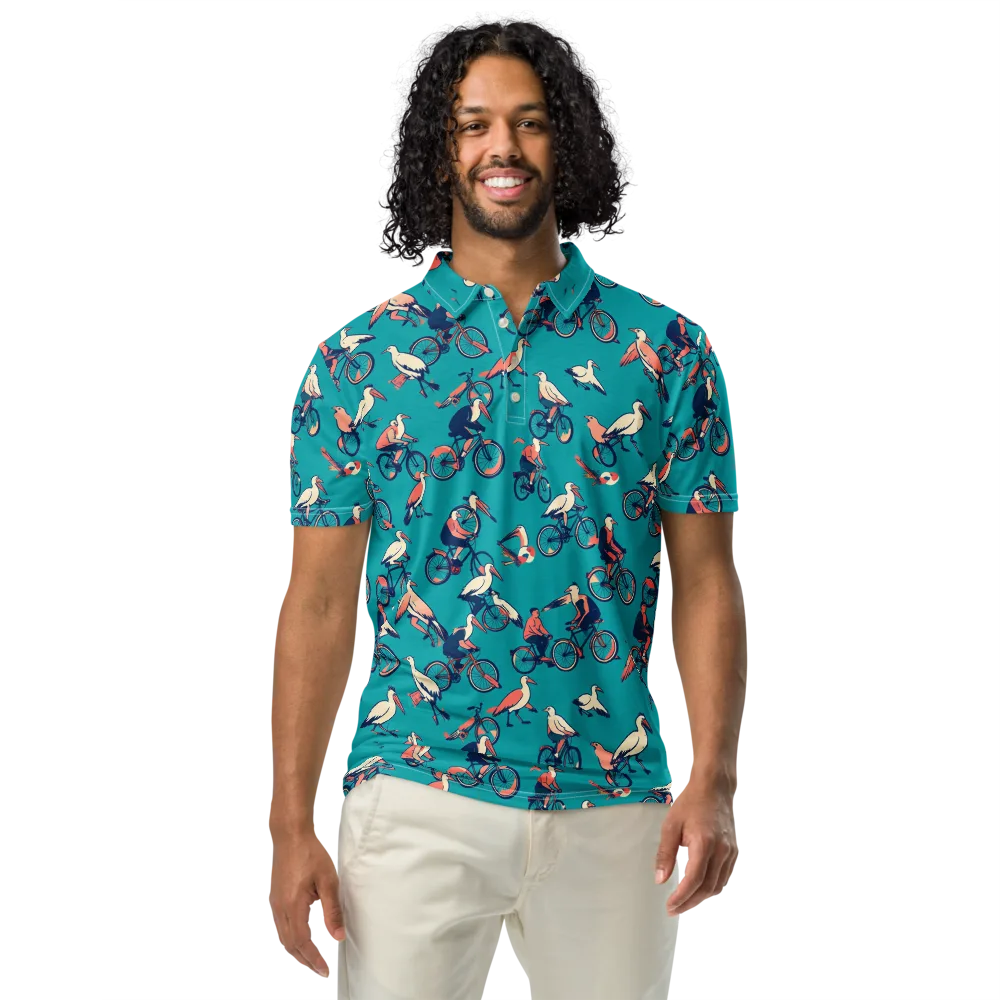 Pedal And Plume on Men's Slim Fit Polo Shirt — Front