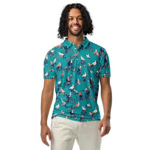 Pedal And Plume on a Men's Slim Fit Polo Shirt