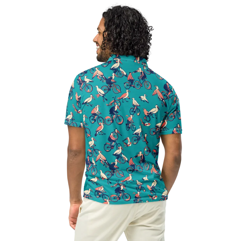 Pedal And Plume on Men's Slim Fit Polo Shirt — Back
