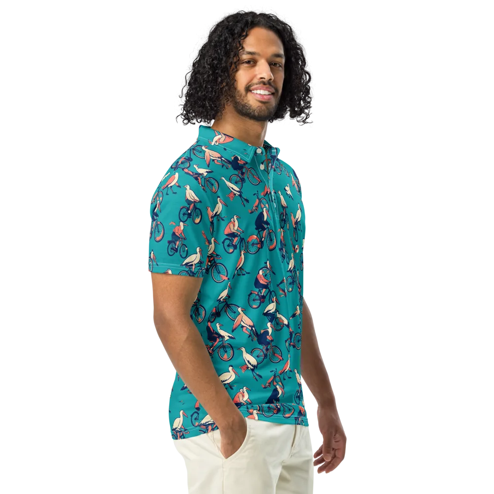Pedal And Plume on Men's Slim Fit Polo Shirt — Right Front