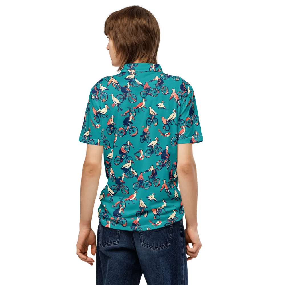 Pedal And Plume on Men's Slim Fit Polo Shirt — Back