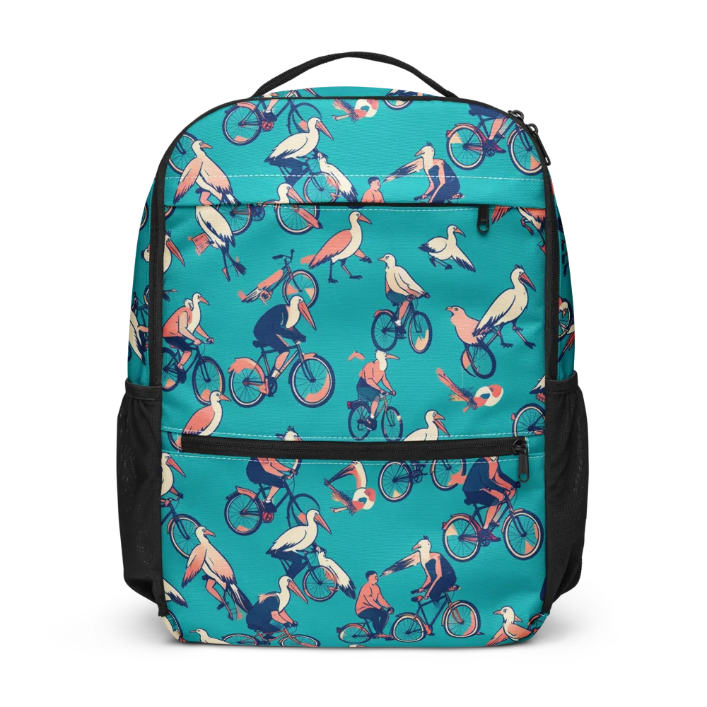 Pedal And Plume on Utility Backpack — Front