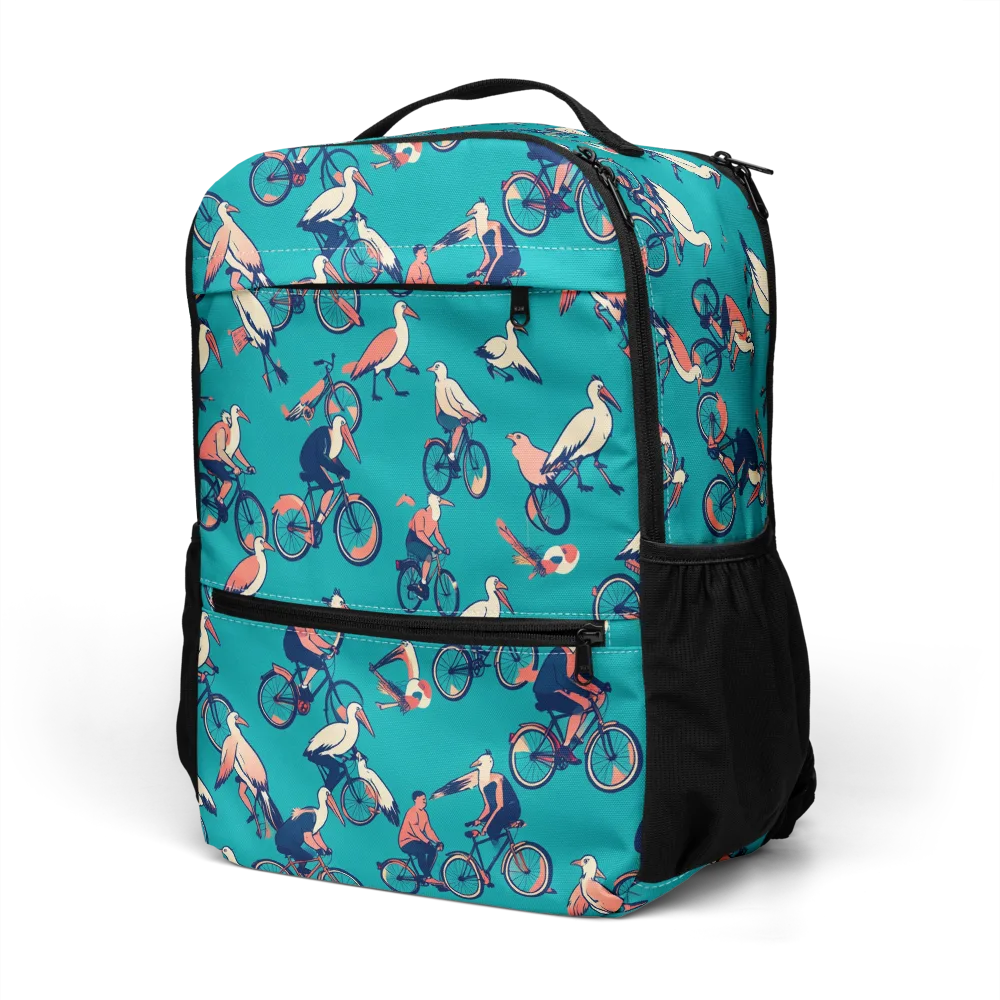 Pedal And Plume on Utility Backpack — Left Front