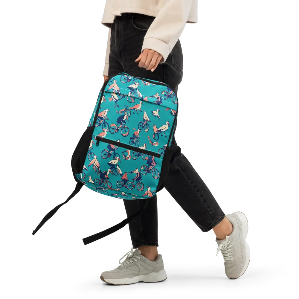 Pedal And Plume on Utility Backpack — Front