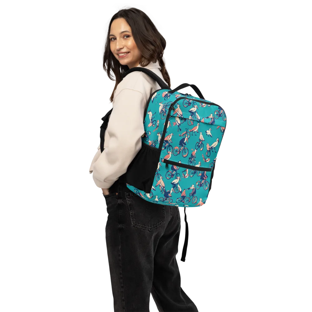Pedal And Plume on Utility Backpack — Back