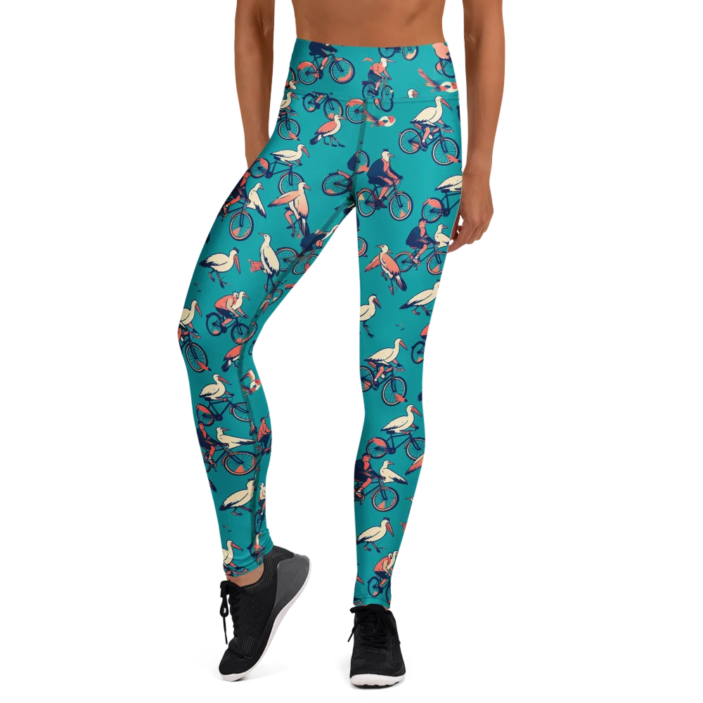 Pedal And Plume on Yoga Leggings — Front
