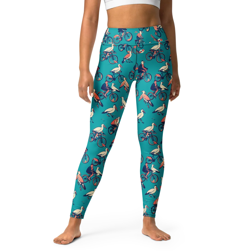 Pedal And Plume on Yoga Leggings — Front
