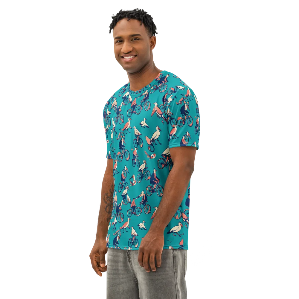 Pedal And Plume on Men's Cotton Crew Neck T-Shirt — Left Front