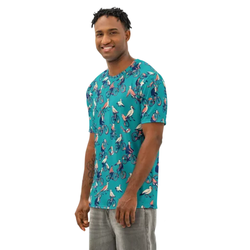 Pedal And Plume on a Men's Cotton Crew Neck T-Shirt